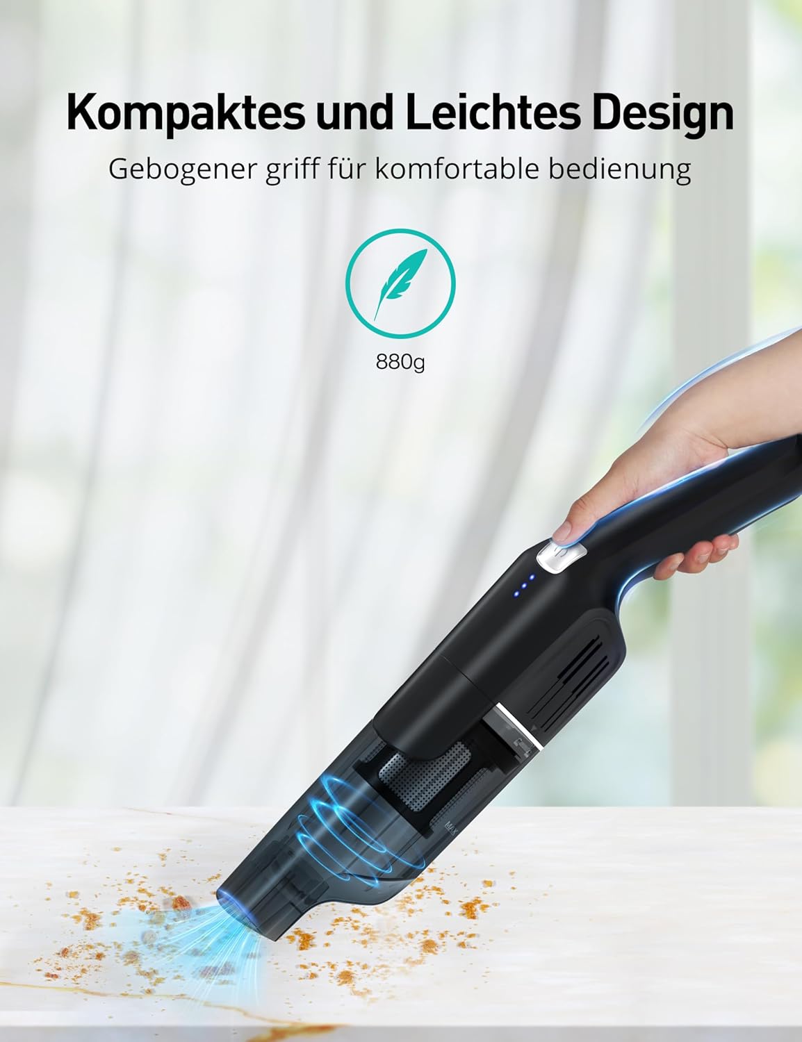 Kabelloser Handstaubsauger AS-CA038 mit Schnellladestation, Schwarz