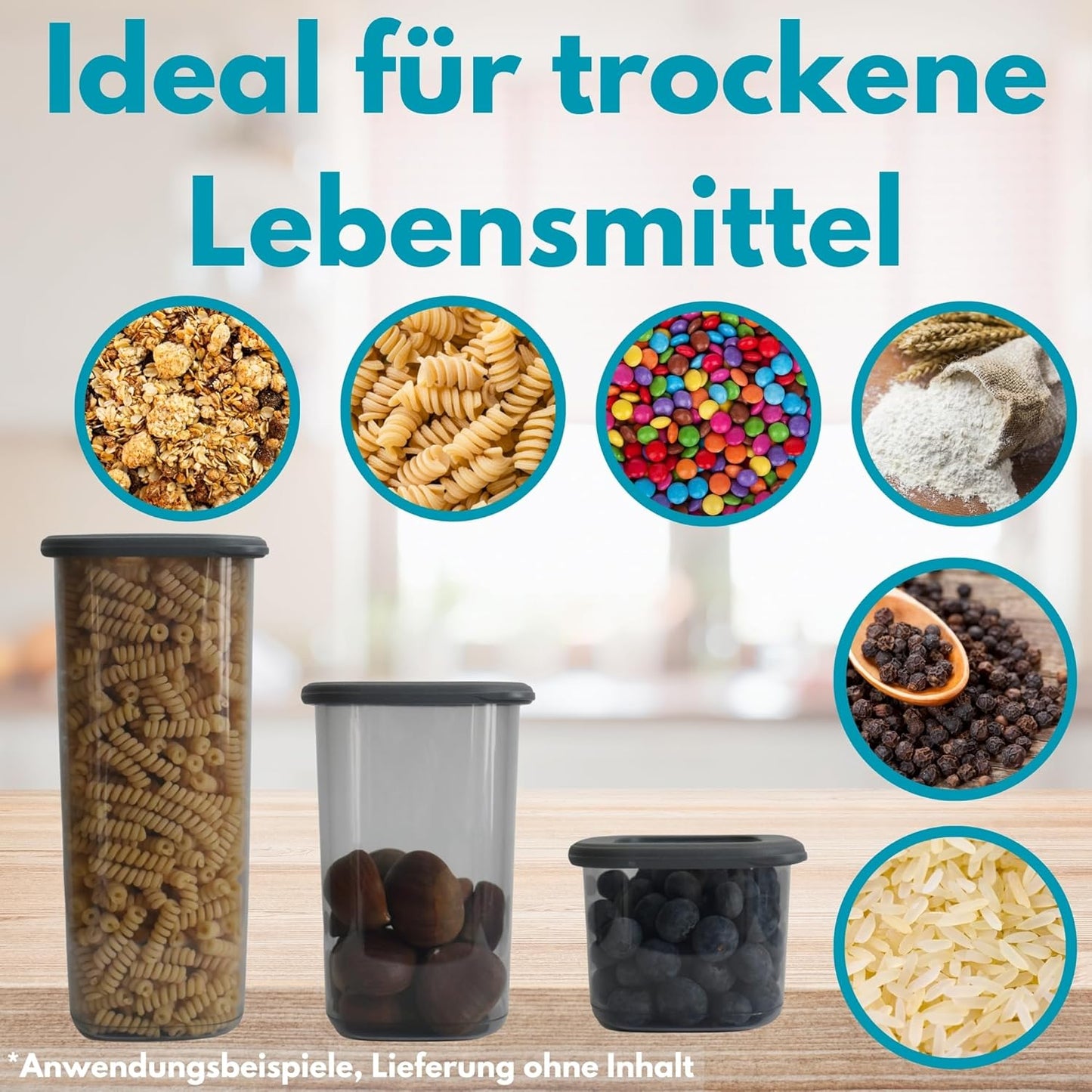 Luftdichte Vorratsdosen-Set (4-teilig) 1200ml, 4x 1200ml & 1x HLKauf-Block