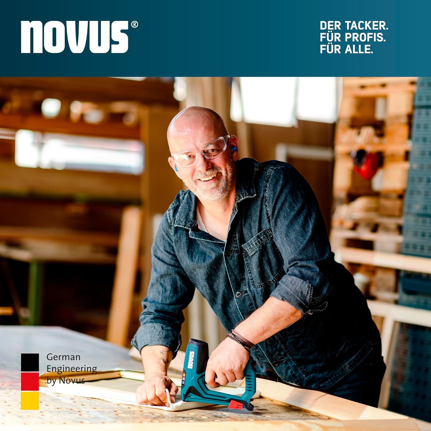 Elektrotacker J-150 Set mit Klammern und Nägeln, Stofftacker