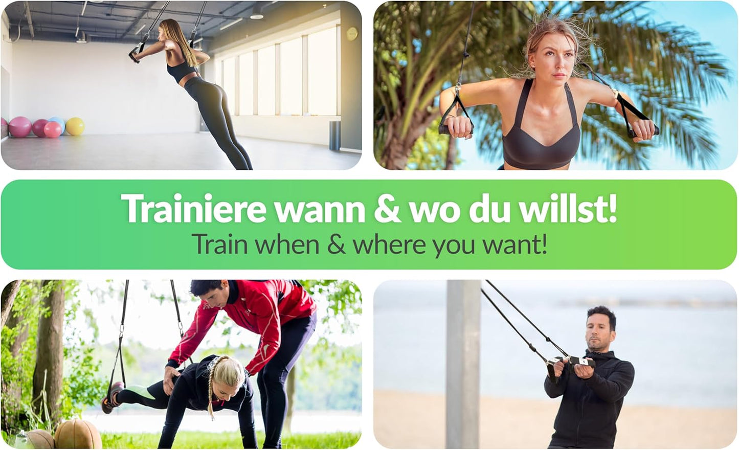 Schlingentrainer-Set mit Umlenkrolle und Türanker, Rotate Schwarz