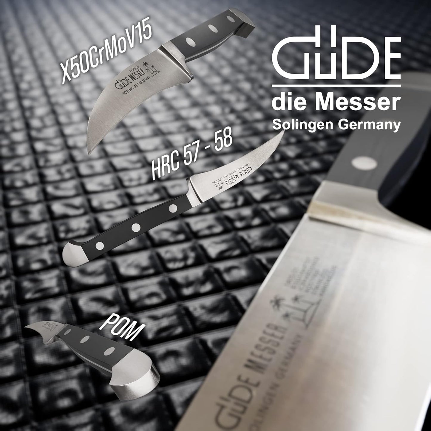 Alpha Schälmesser, Pom
