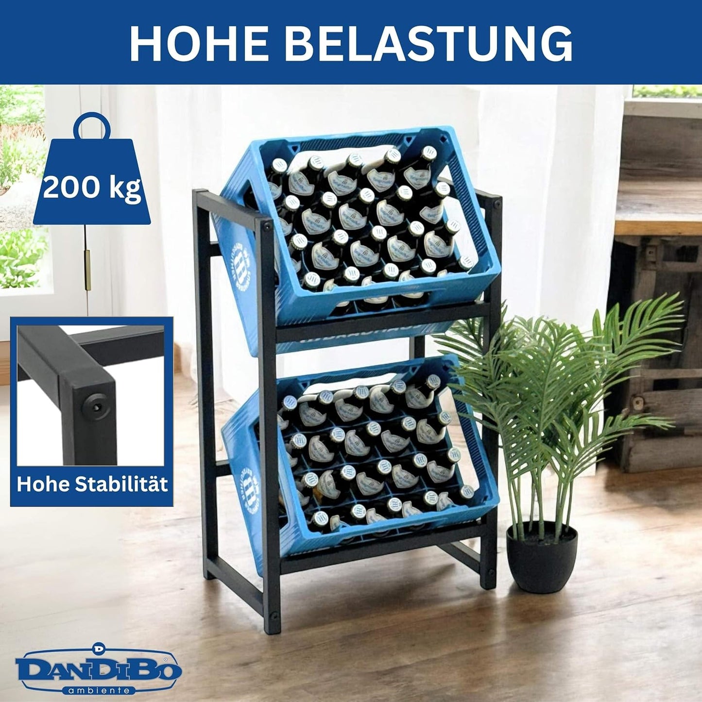 Getränkekistenregal für 2 Kisten, 2 Kisten Breite 47 cm / Hoch k.A.