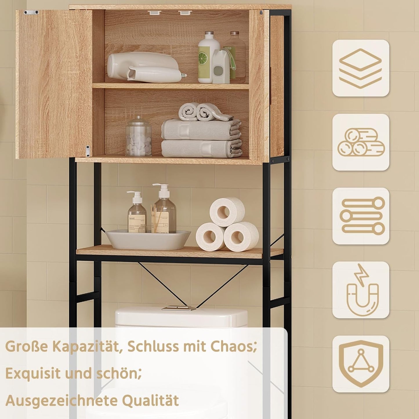 Waschmaschinenregal mit Schrank und verstellbarer Ablage