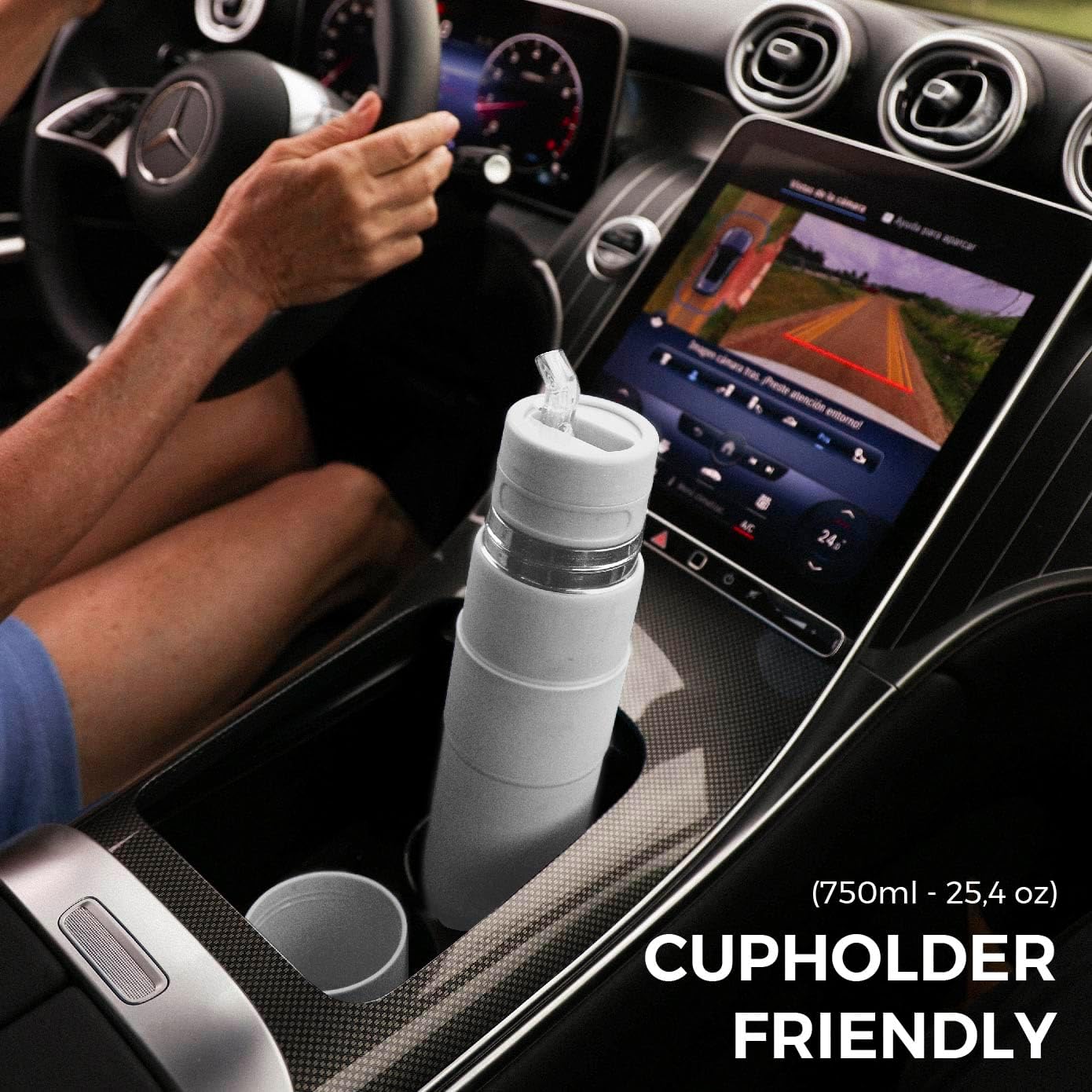 Thermobehälter mit Mate Cup und Bombilla, Weiss