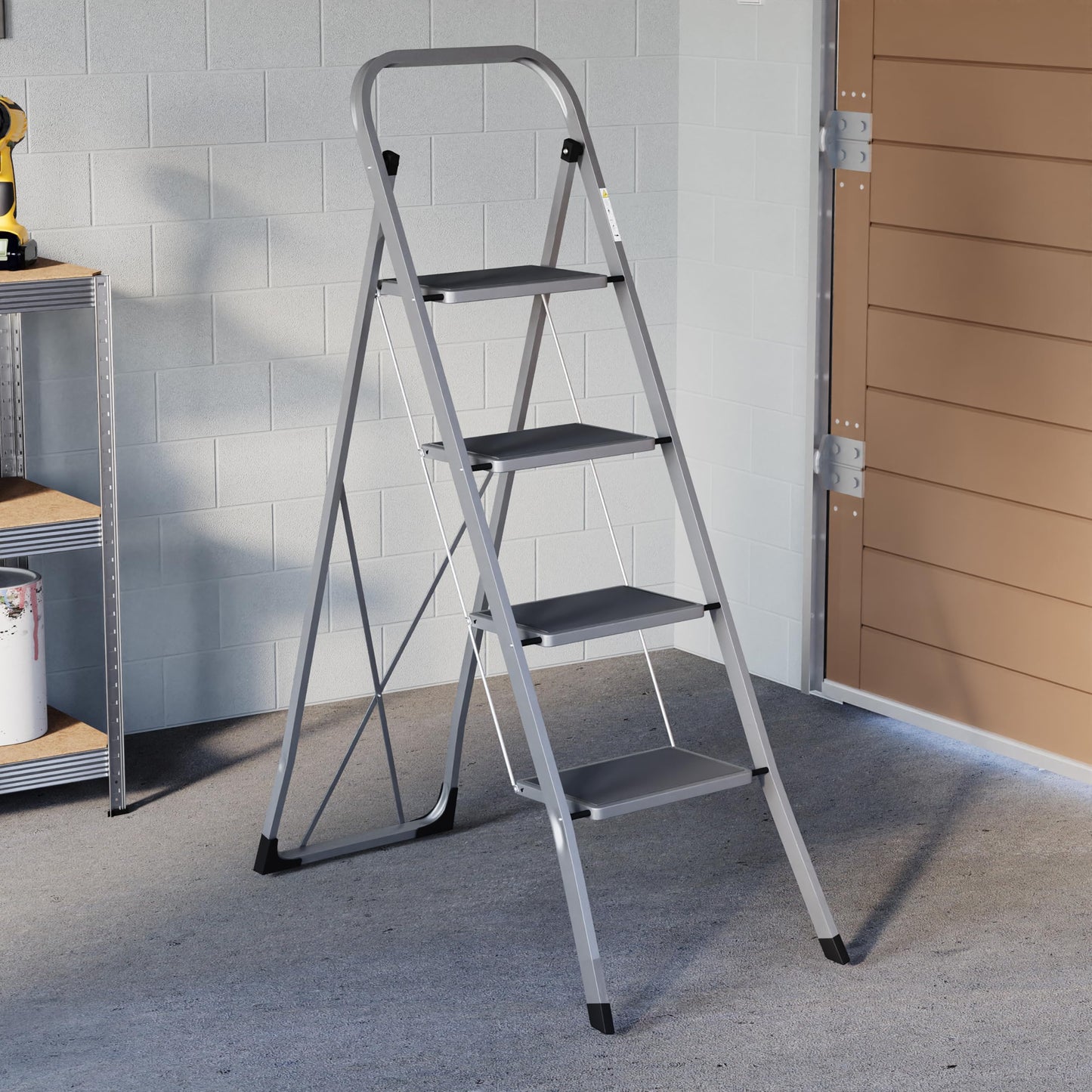 4-stufige Klappleiter, Grau 4 Step Ladder