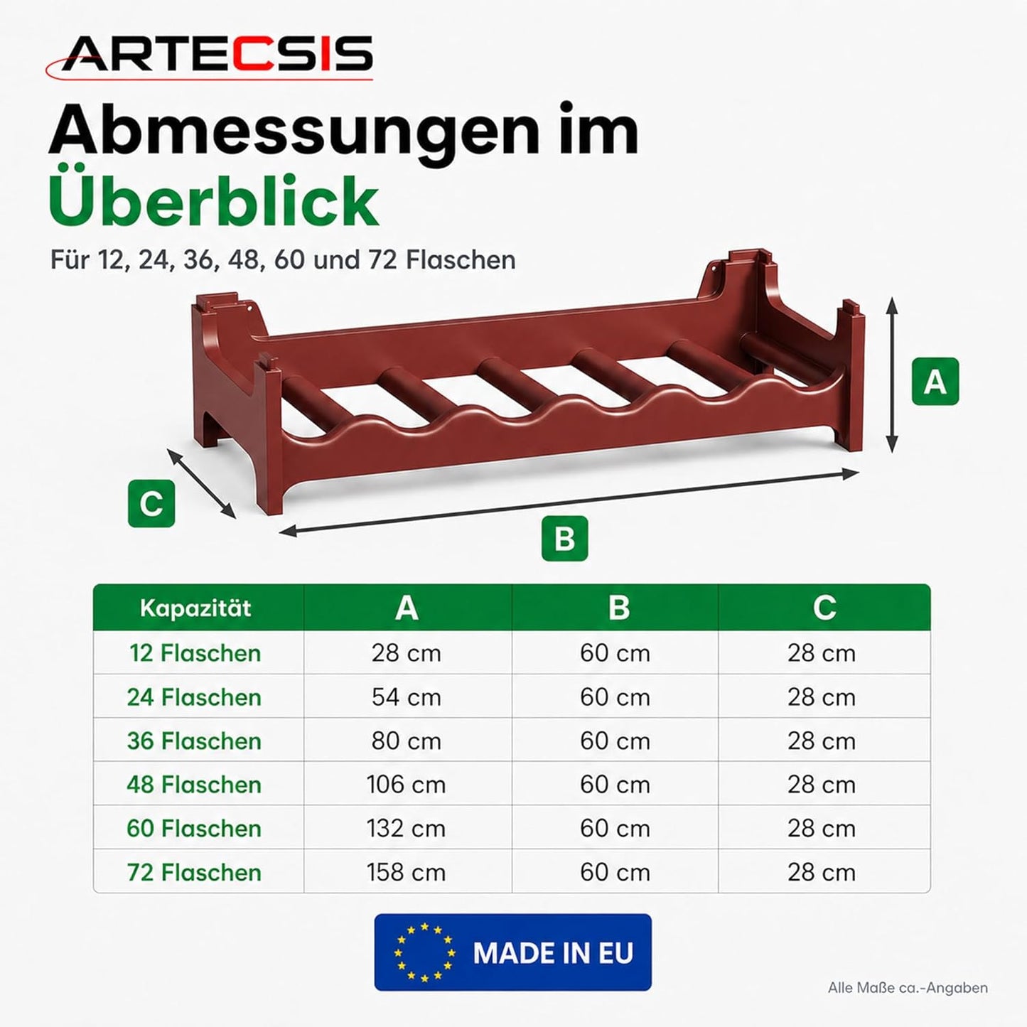 Weinregal für 36 Flaschen, Braun 36 Flaschen