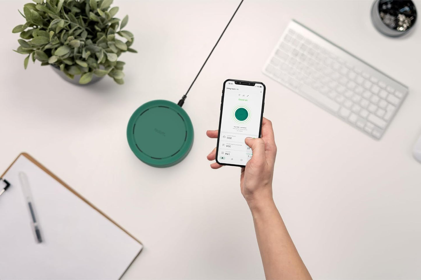Now Luftqualität-Messgerät mit CO2 Melder & Smart Home Funktion, Grün