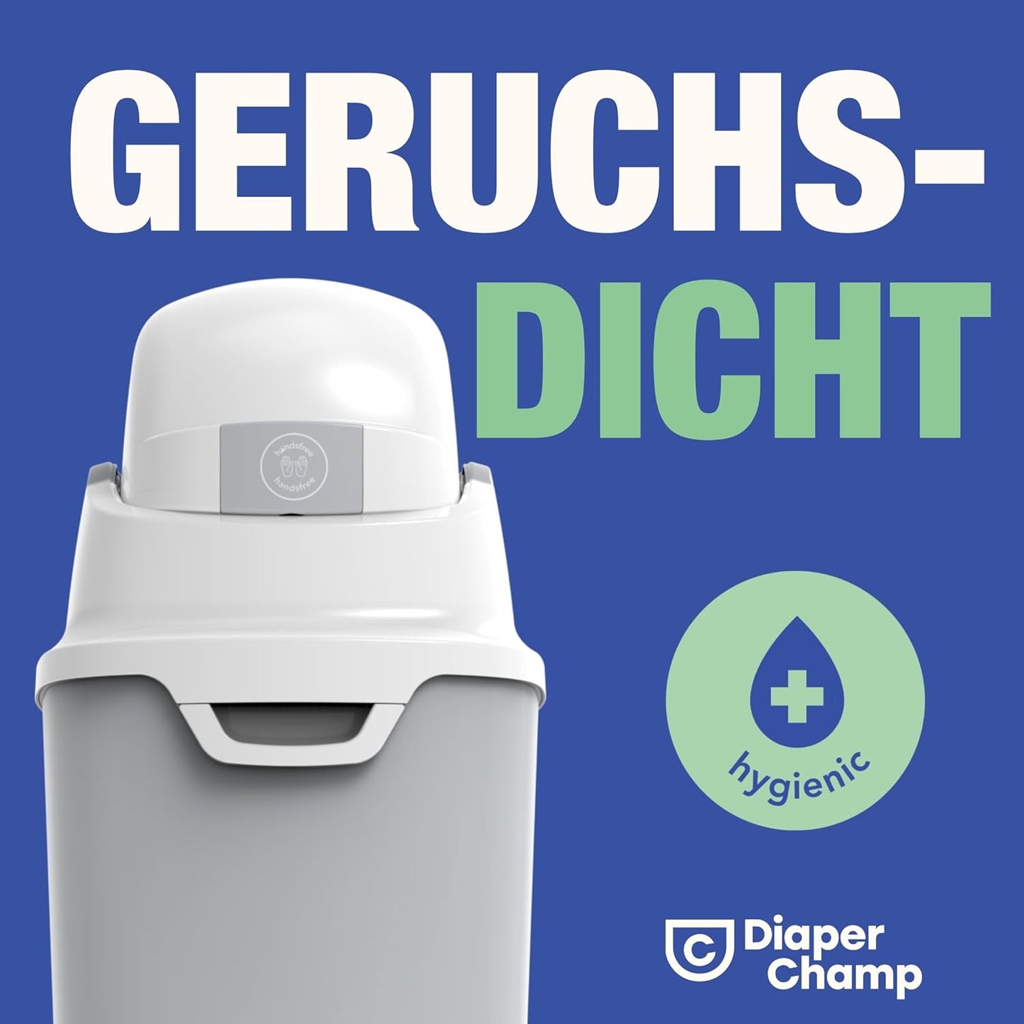 Windeleimer DIAPER CHAMP ONE, geruchsdicht, handfrei, silber