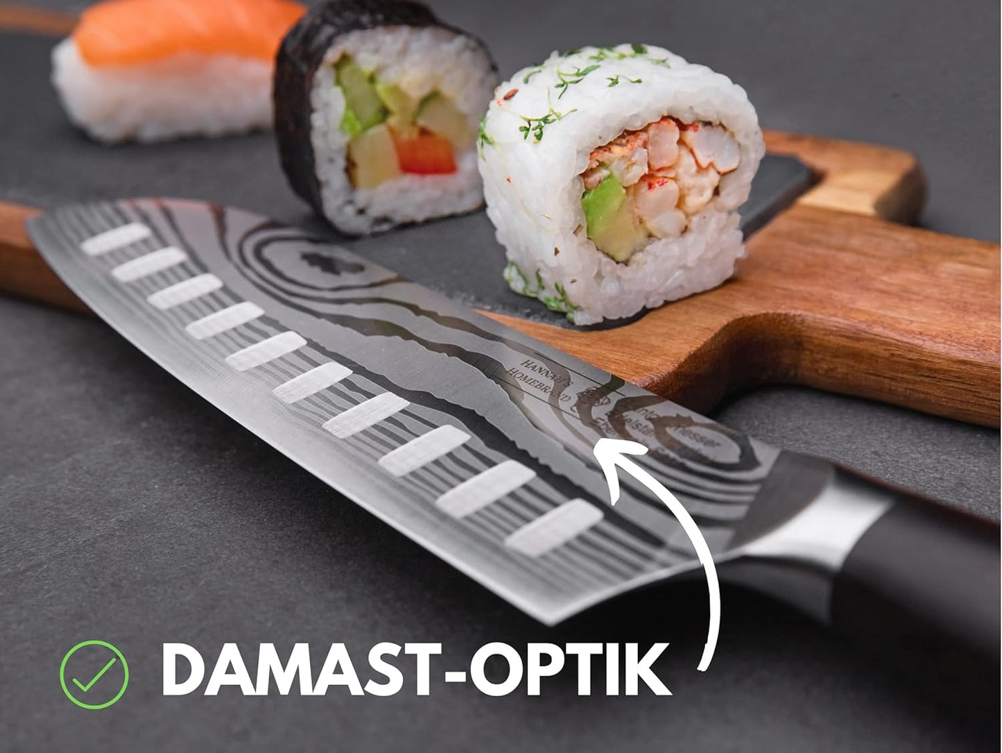 Santokumesser, Ebenholz Damast-optik