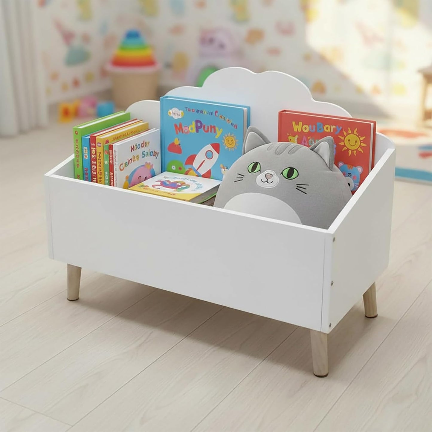 Kinder Aufbewahrungstruhe im Wolken-Design, Weiss
