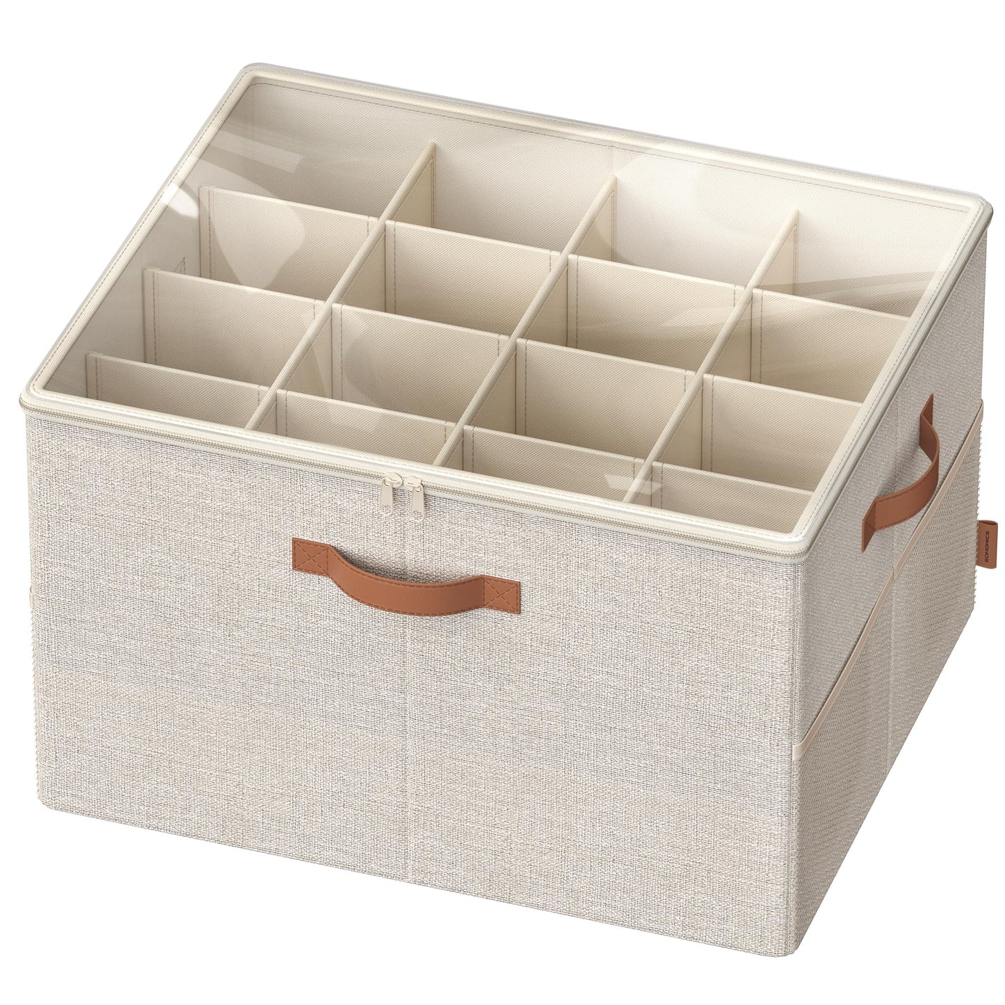 Schuh-Organizer für 16 Paar, transparentes Design, Cappuccinobeige