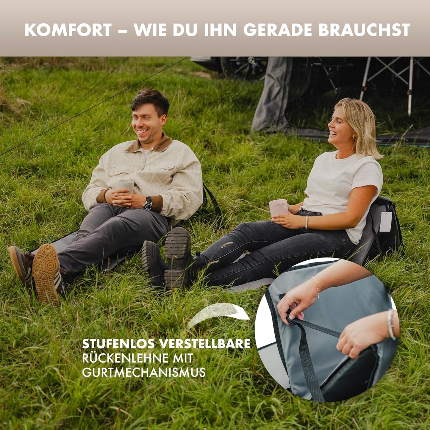Faltbare Campingliege mit Rückenlehne & Tasche, Cloud Lounge+, Cloud Lounge+