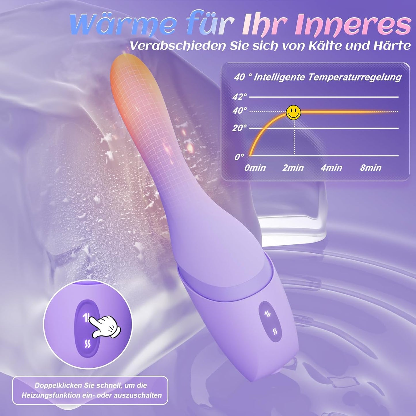 Dildo mit Stoss- und Vibrationsfunktion, Helllila