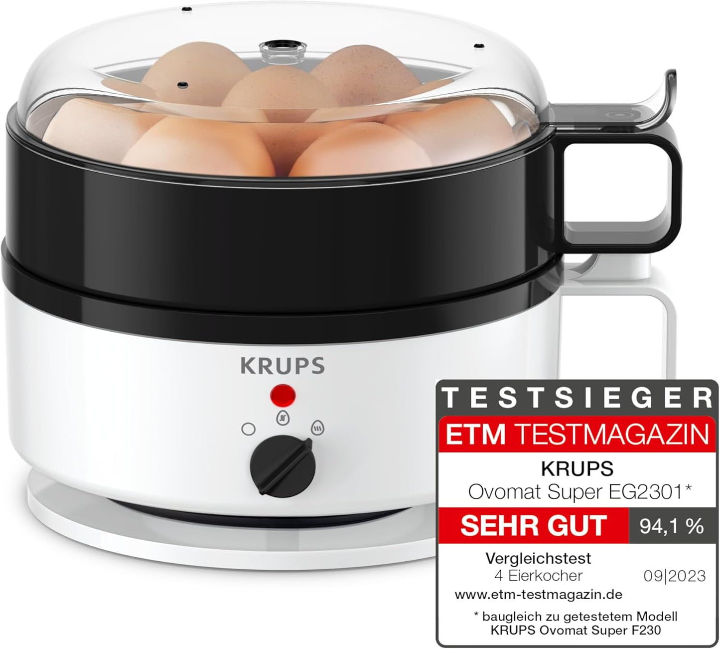 Ovomat Super Eierkocher mit Warmhaltefunktion, Weiss/Schwarz