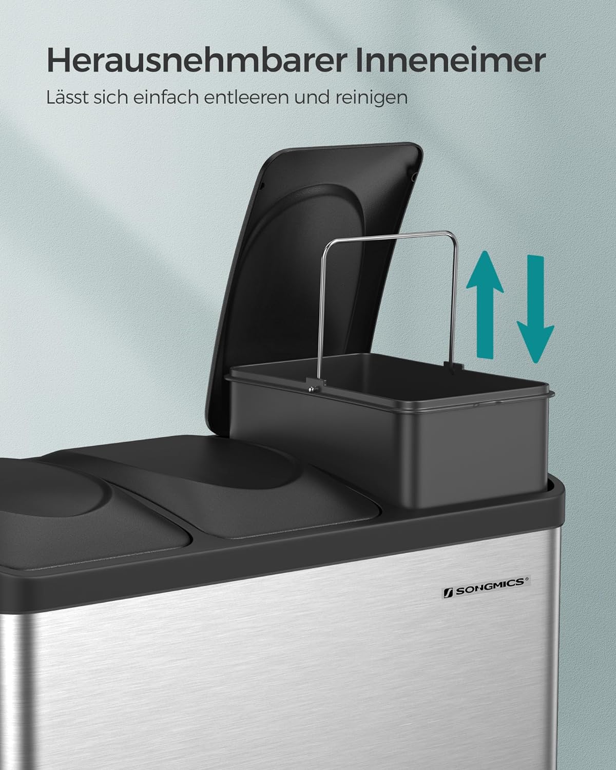 Mülltrennsystem, Metallisches Silber + Tintenschwarz