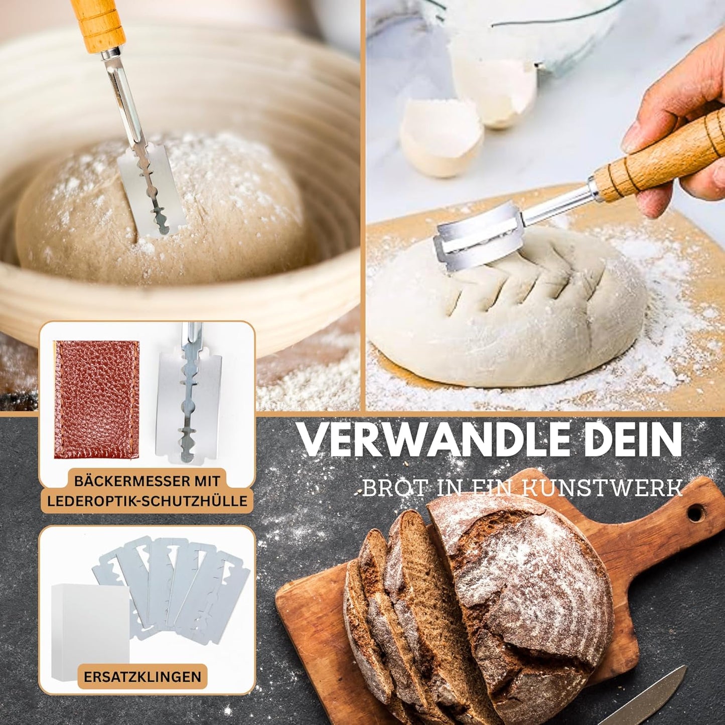Gärkörbchen-Set inkl. Brotbackzubehör