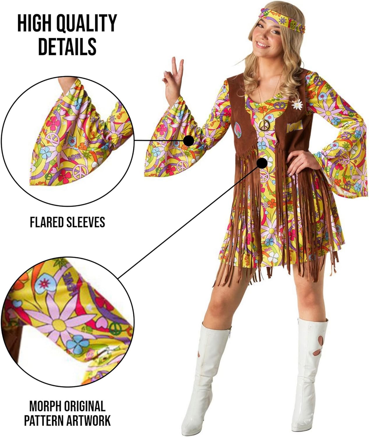 Hippie Damenkostüm 70er Jahre, S