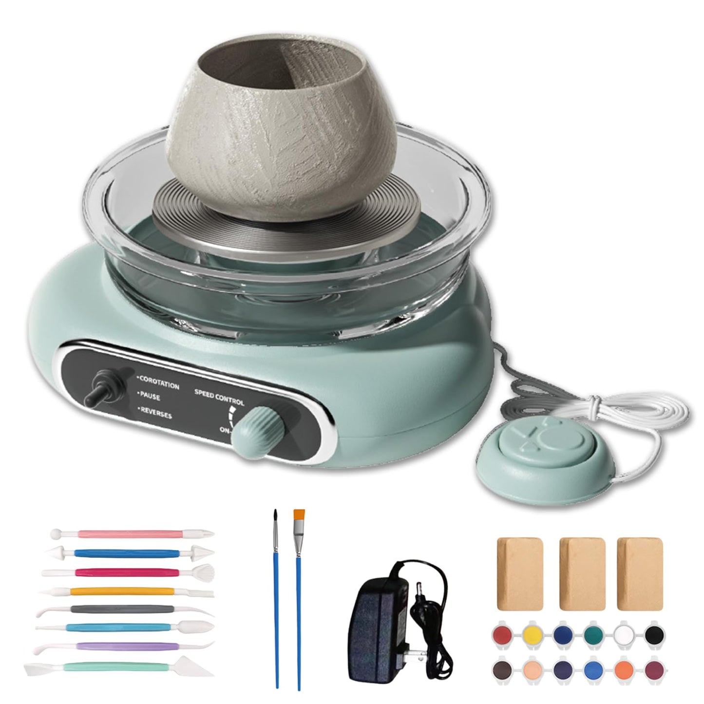 Mini-Töpferscheiben-Set mit Fusspedal und einstellbarer Geschwindigkeit