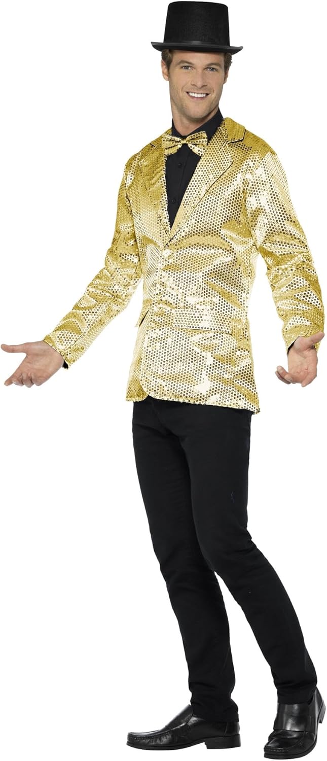 Herren Paillettenjacke, M Gold