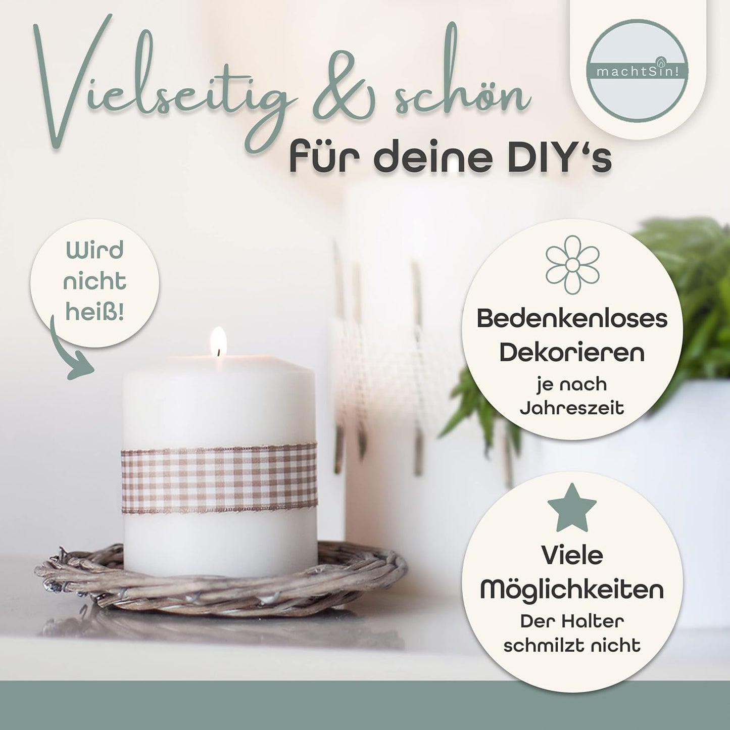 Teelichthalter in Kerzenoptik, ∅ 8cm | Höhe 9cm