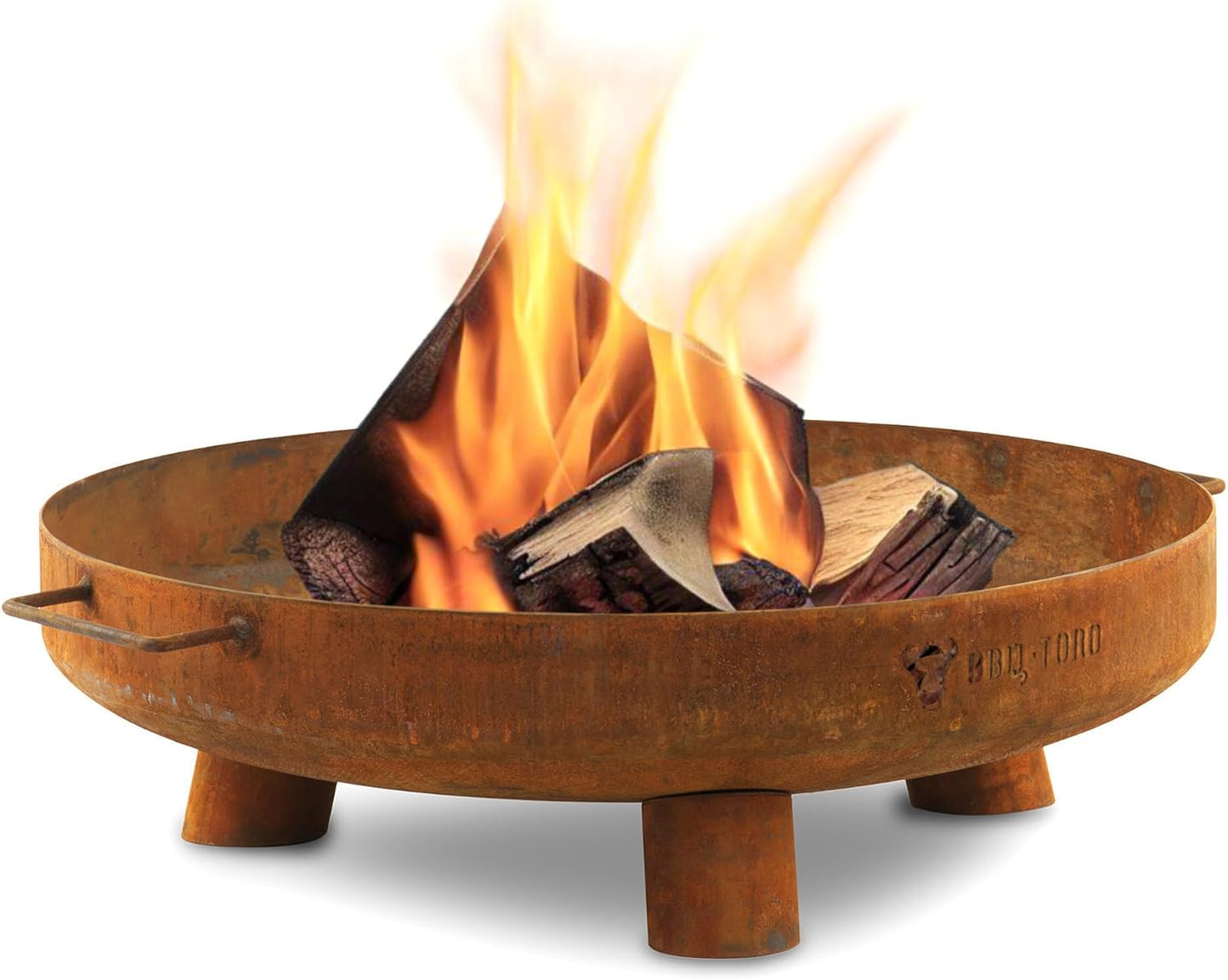 Feuerschale mit Standbeinen und Griffen, Ø 60 cm Rostoptik