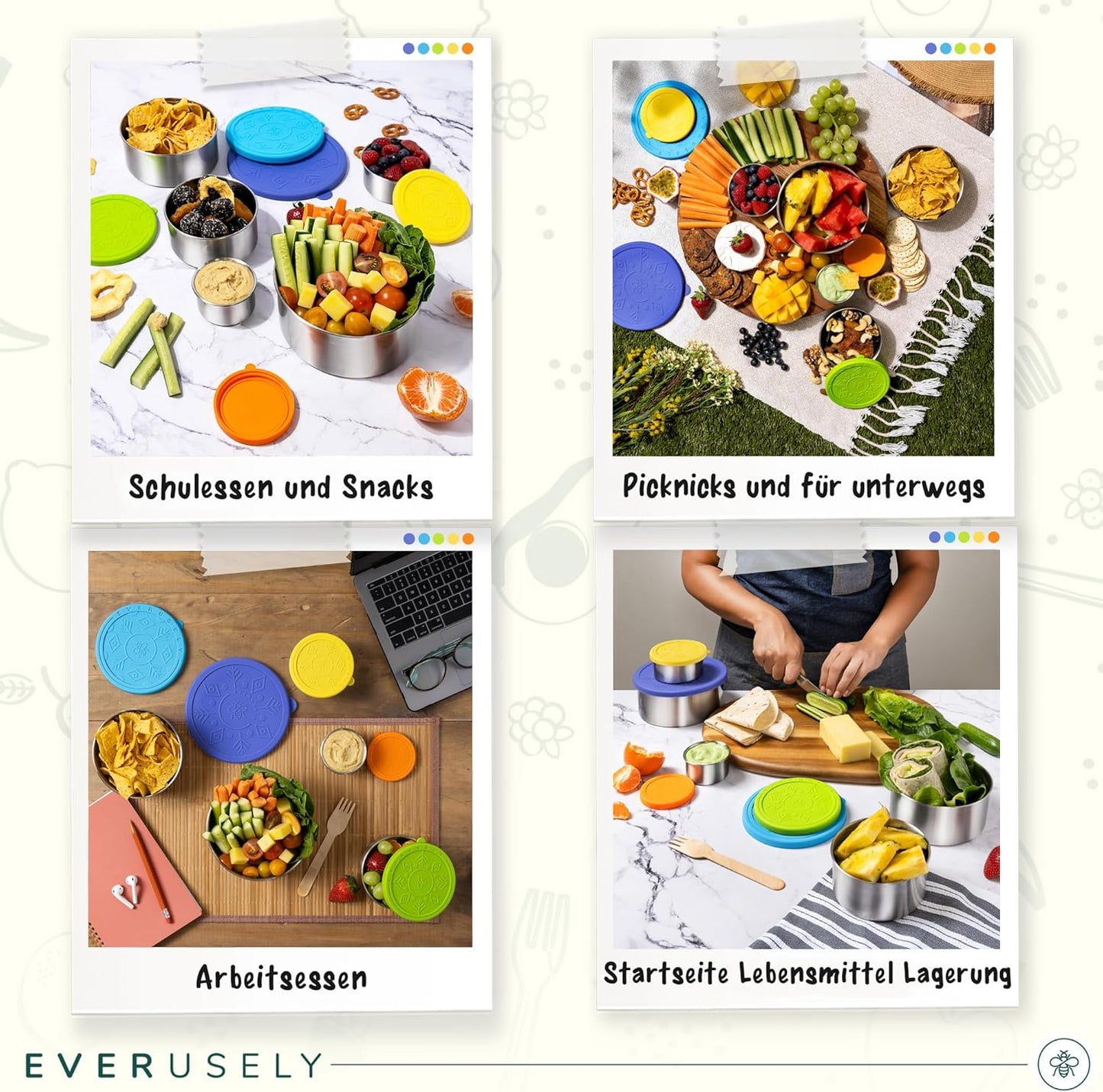 5er-Set Snackboxen mit Deckel, Summer