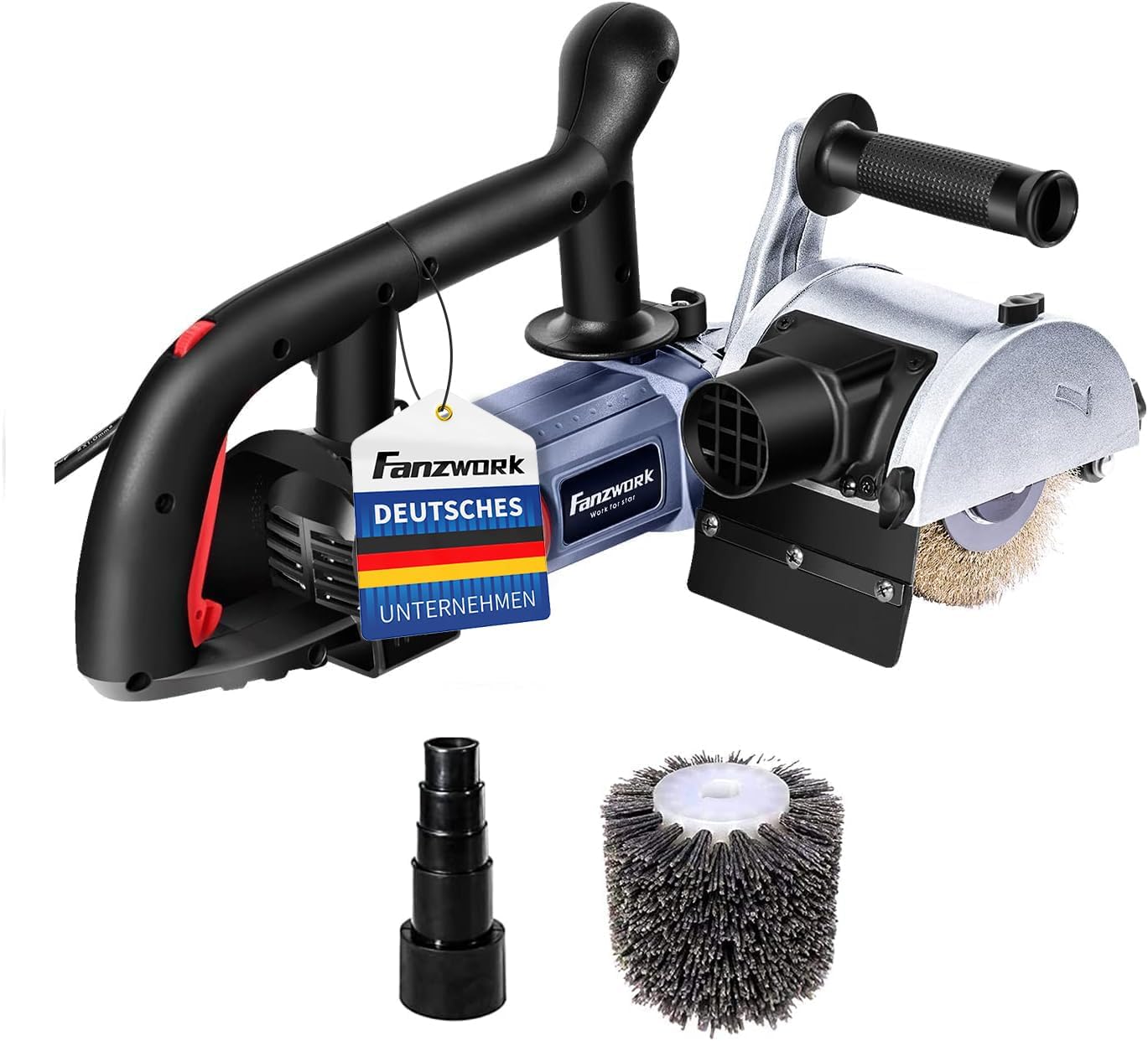 Satinierschleifmaschine V2 mit Drehzahlregelung, V2 Set mit Stahldraht & Nylon Bürste