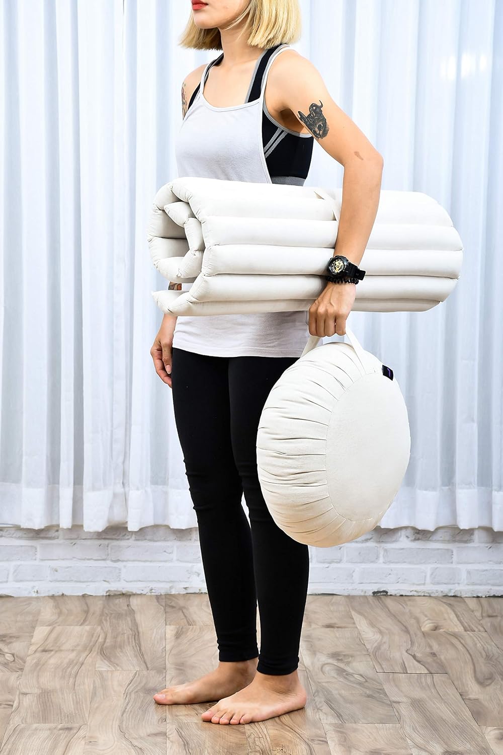 Meditationskissen Set Zafu und Zabuton, Cl01 - Naturweiß