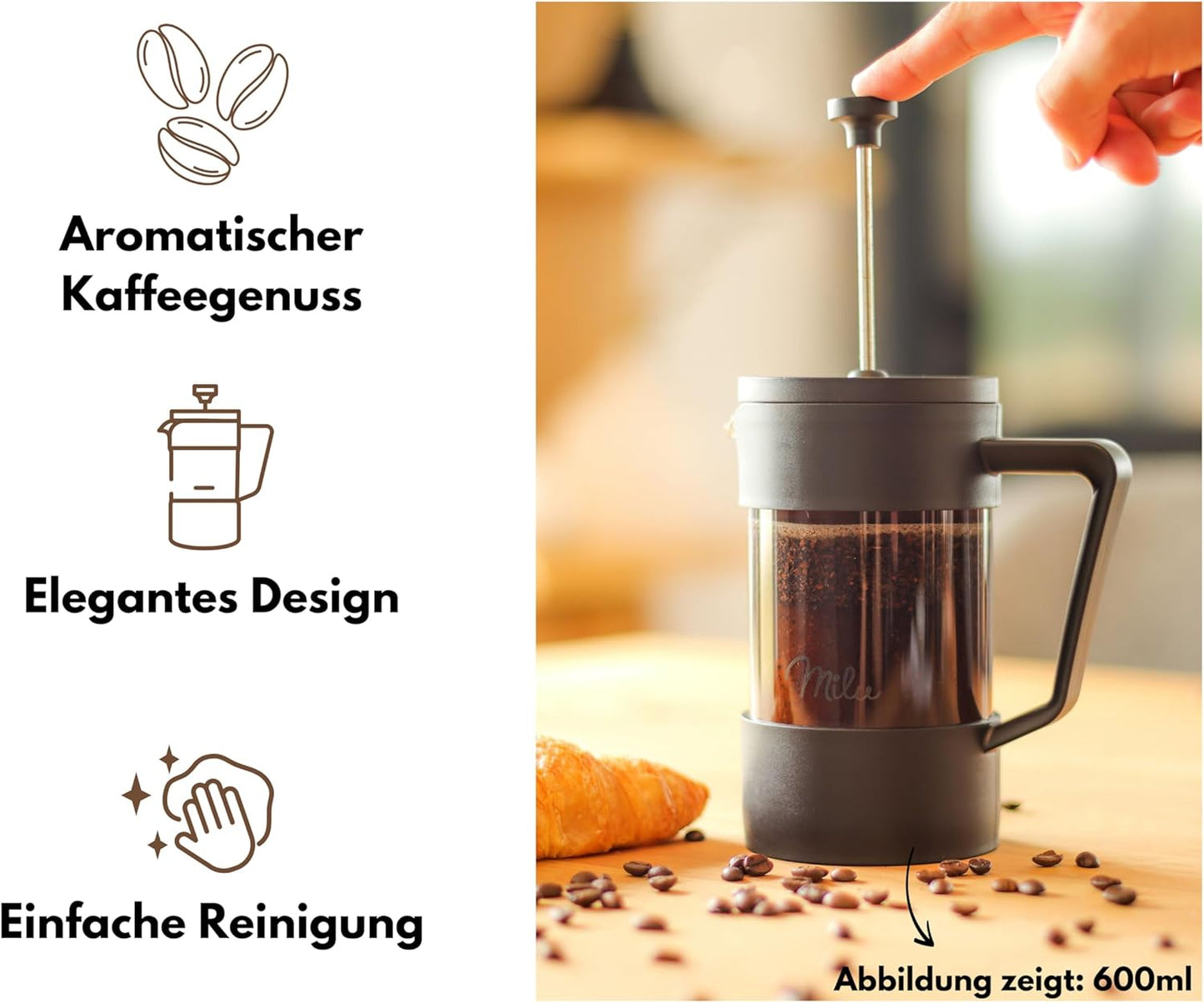 French Press Set, Schwarz 1000 ml