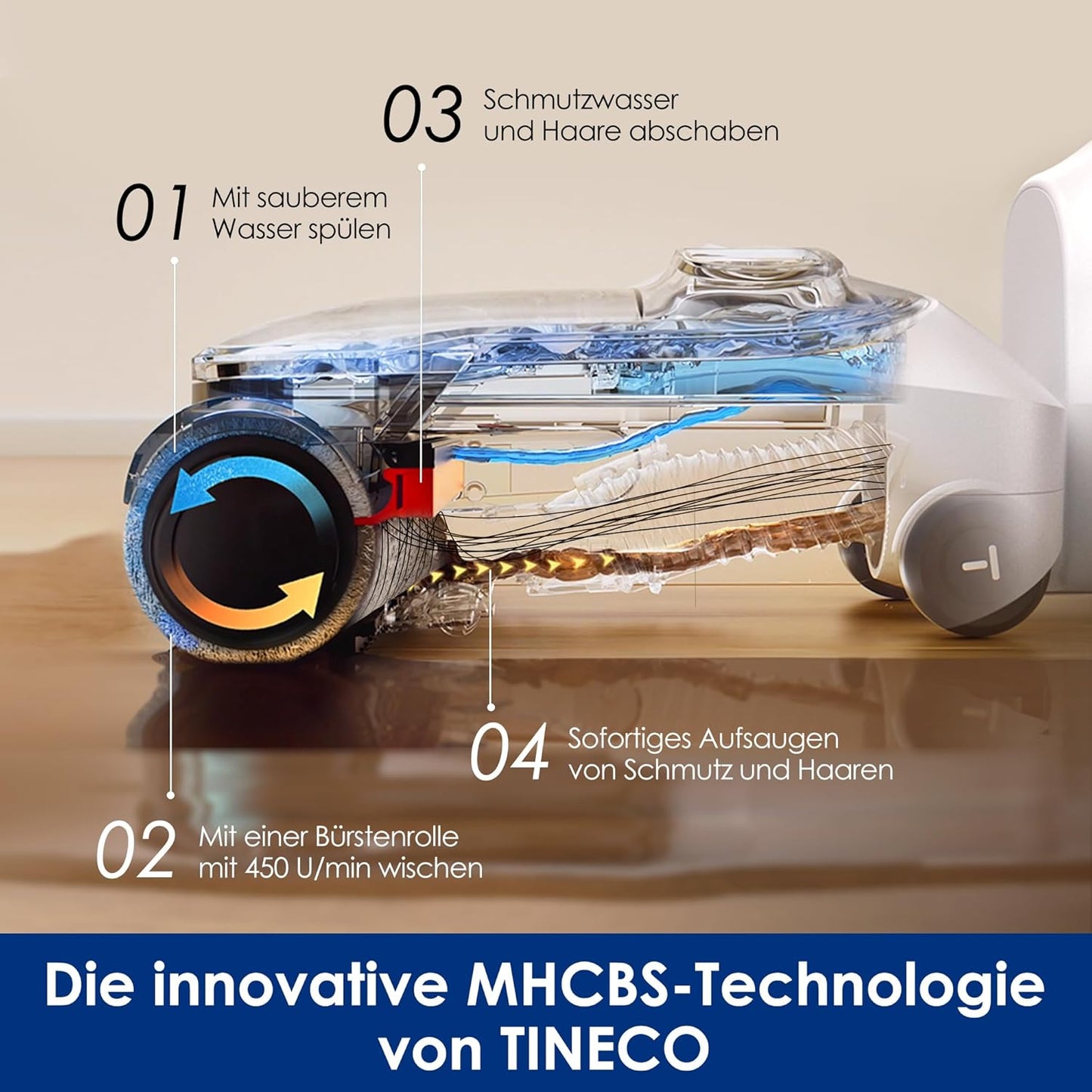 Nass-Trockensauger mit 180°-Flachdesign, Floor One Stretch S6