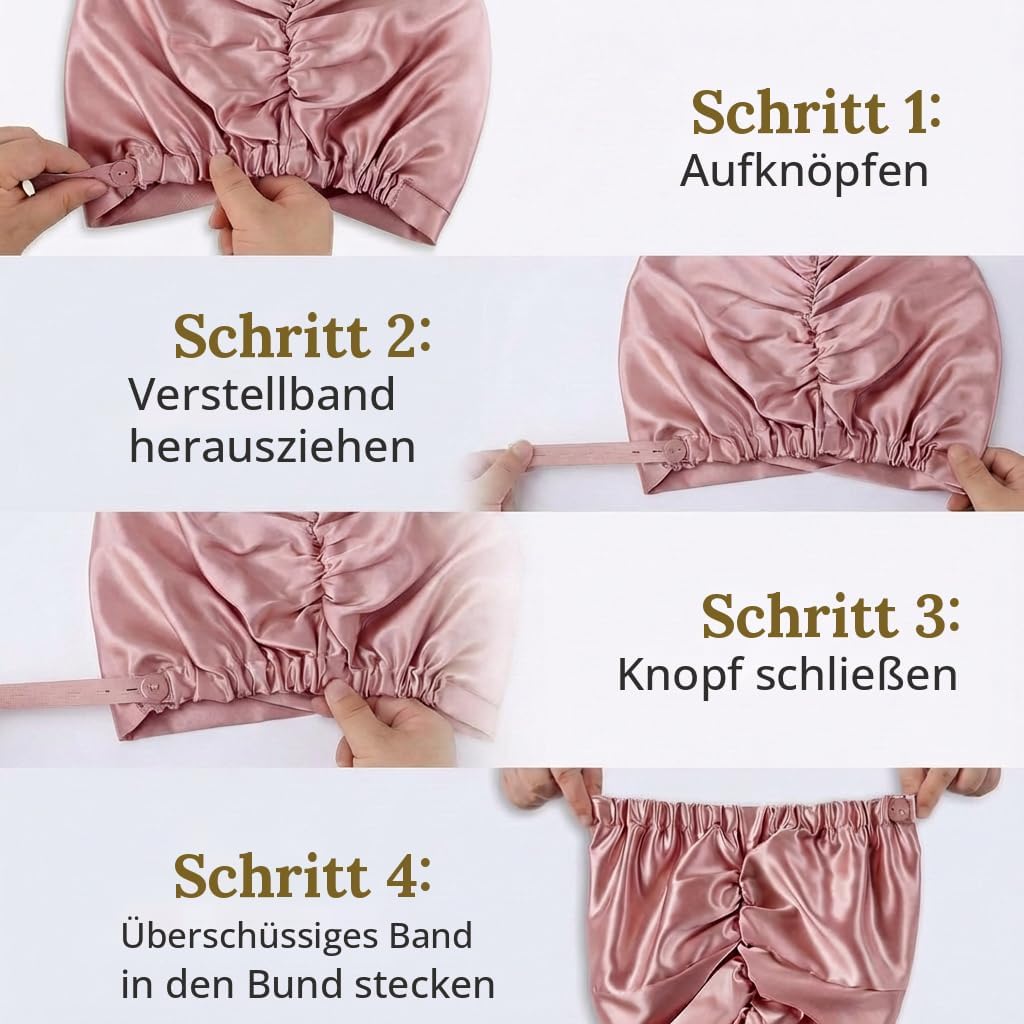 Seiden-Schlafhaube, verstellbar, Rosa