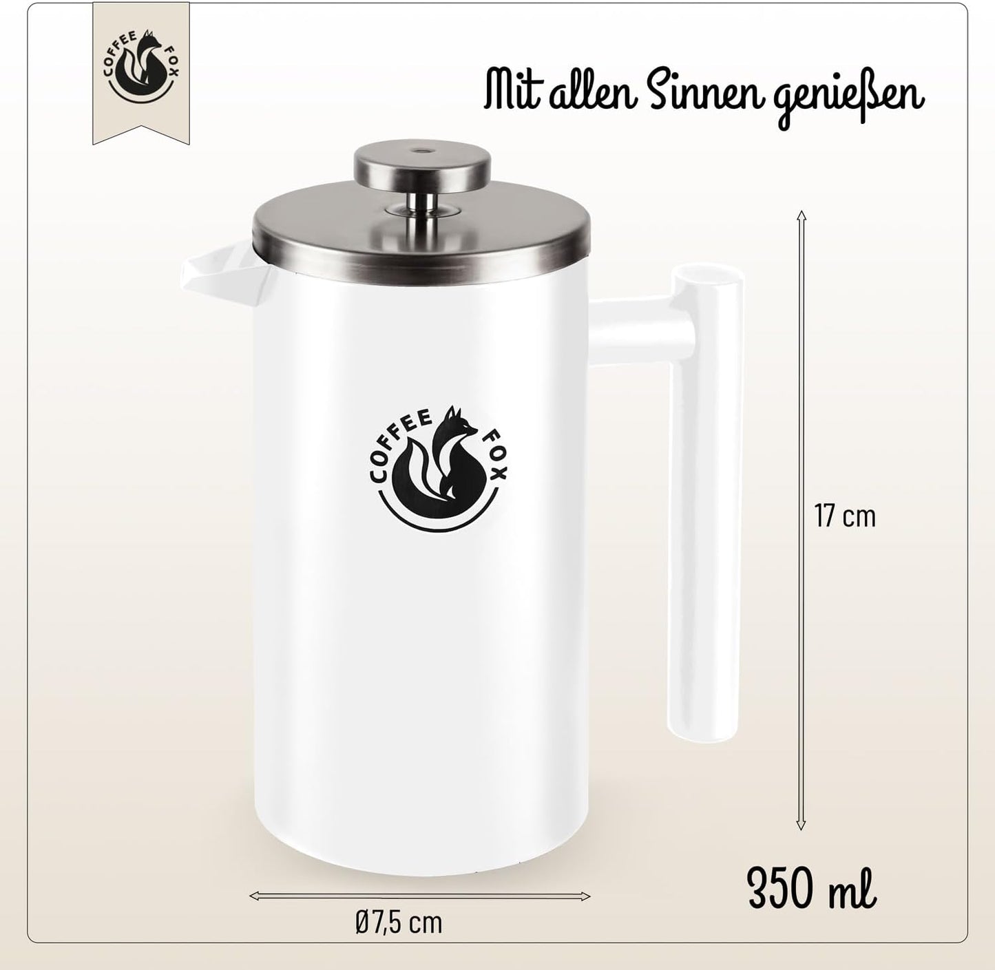 Doppelwandige French Press, 350 ml Weiß