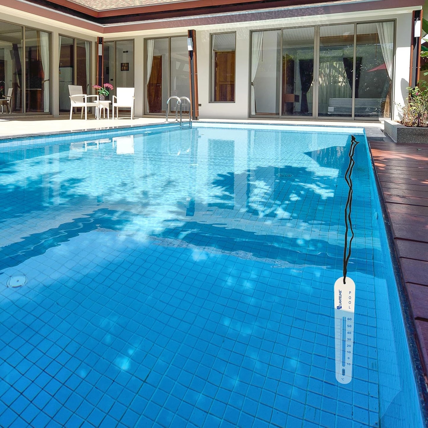 Sinkendes Poolthermometer mit Schnur, Weiss