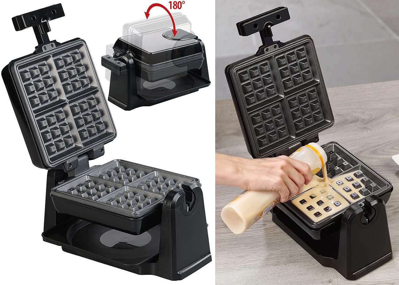 Drehbares Waffeleisen, Eckige Waffeln