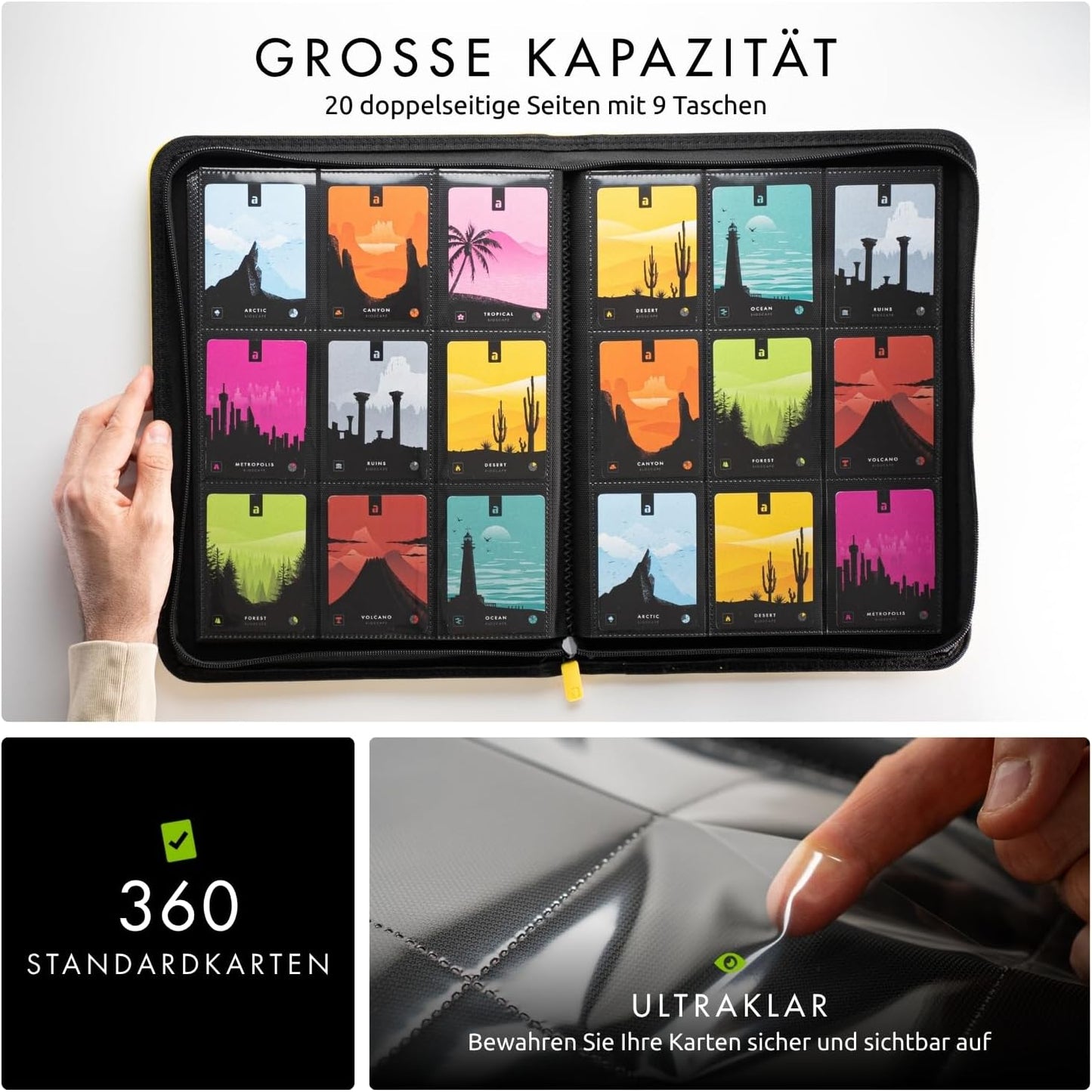 9-Taschen-Trading-Kartenordner mit Reissverschluss