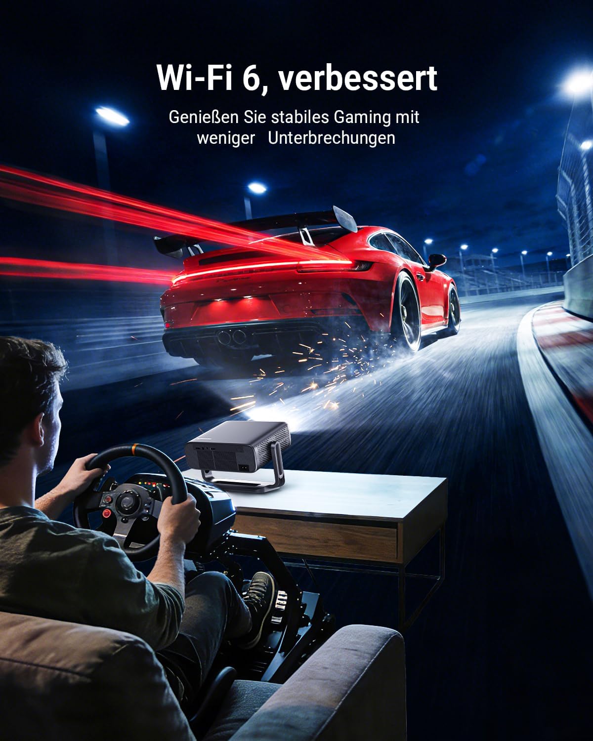Neo X1 Smart Beamer mit 4K, Google TV & Autofokus, schwarz und grau Pemoon Beamer