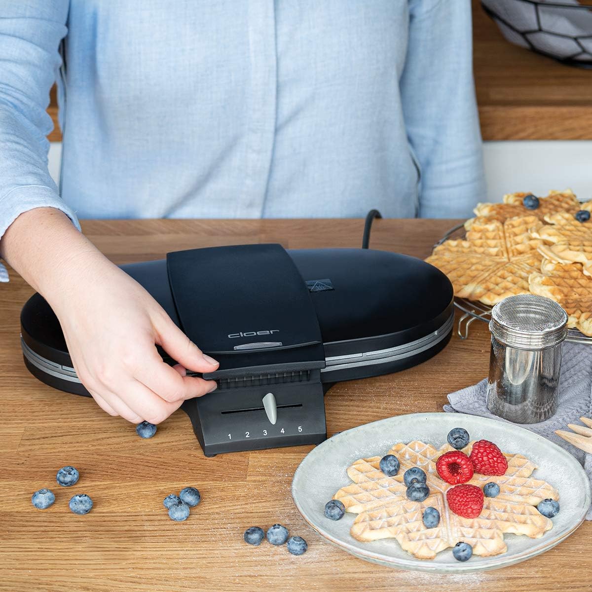 1320 Doppelwaffeleisen für zwei klassische Waffeln, Schwarz Single