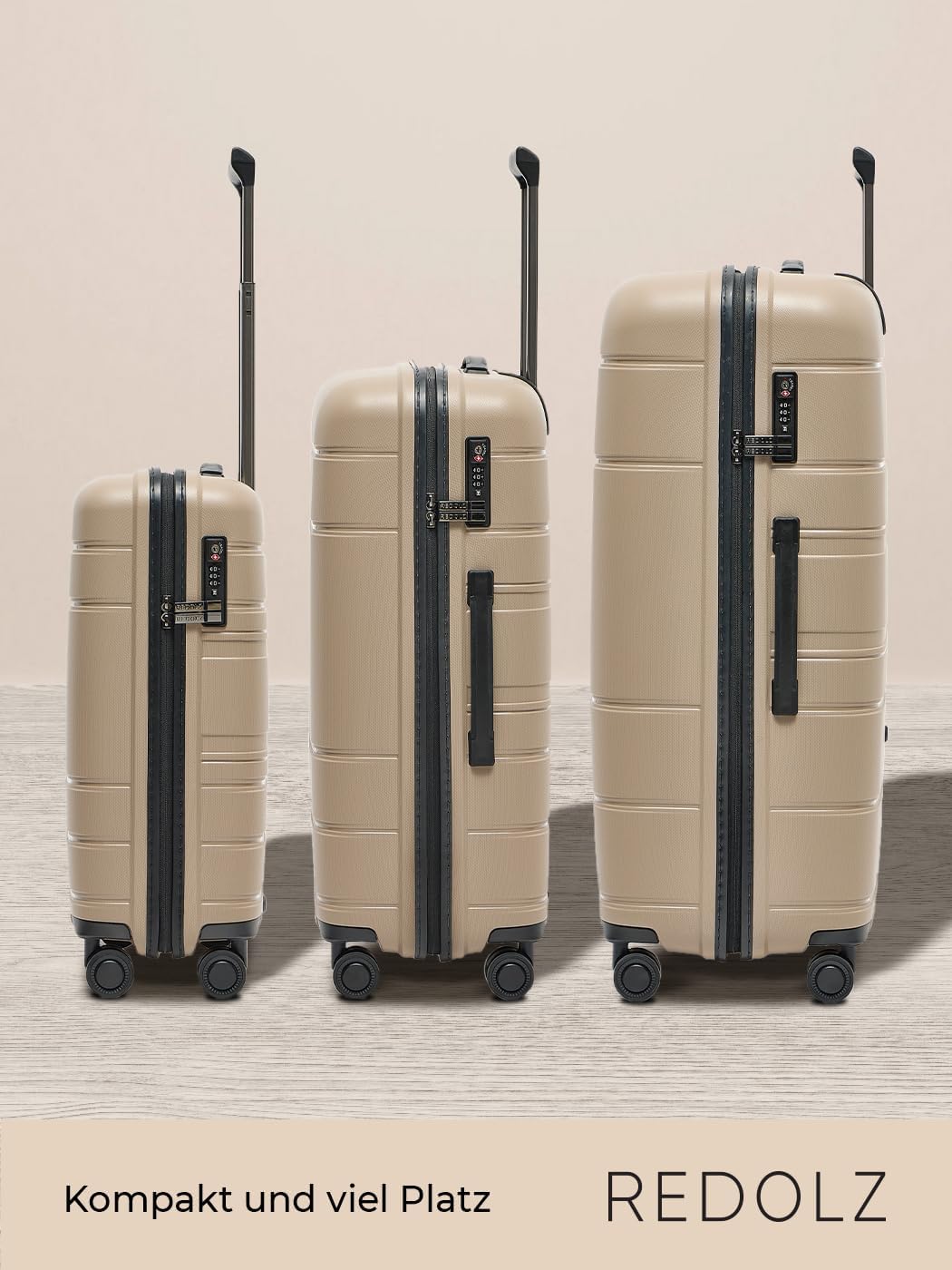 Essentials 11 3-SET 4 Rollen Kofferset 3-teilig, Beige Kofferset (3-teilig)