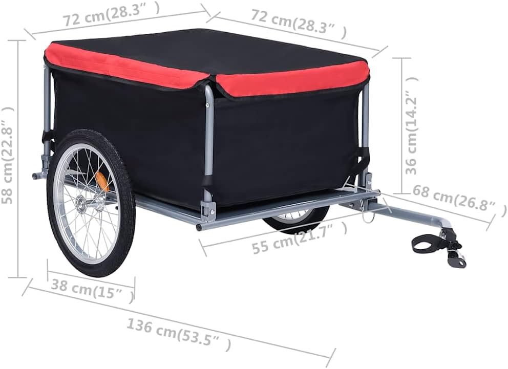 Lastenanhänger bis 65kg, Schwarz und Rot