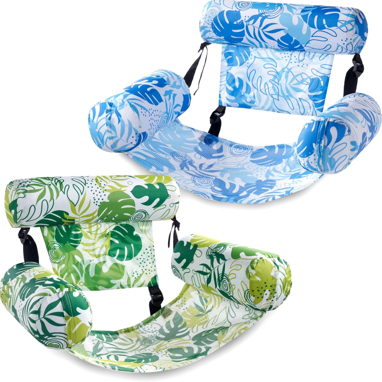 Aufblasbare Pool-Schwimmstühle, 2er-Set, Blumenmuster