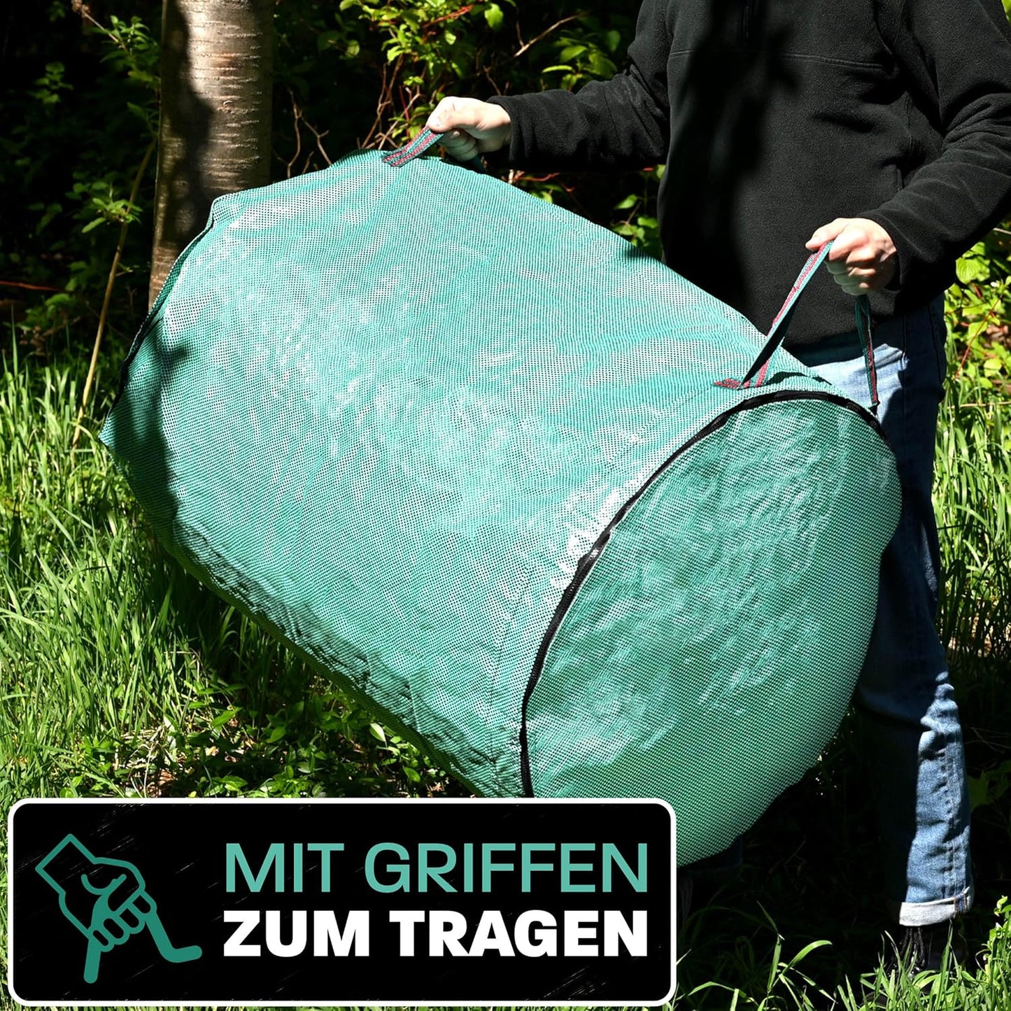 3er-Set Gartenabfallsack mit Deckel, 3