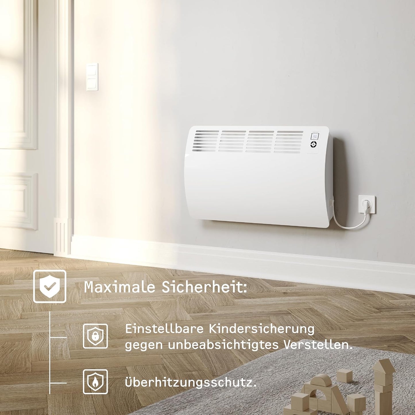 Elektroheizung CON 5 Premium, für ca. 6 m² Aluminiumfront und 120.Min.-Timer Wandmontage 2024