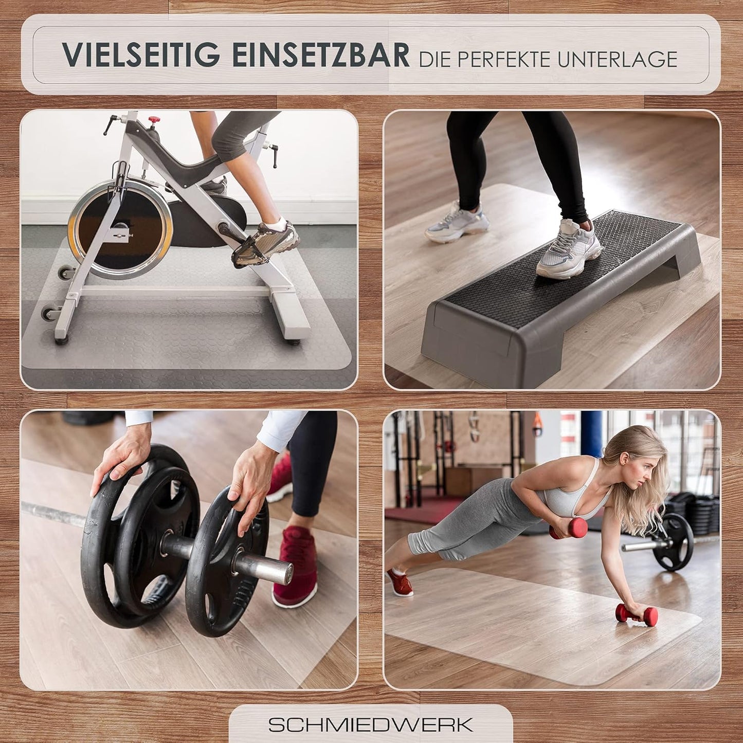 Bodenschutzmatte für Fitnessgeräte (75 x 120 cm), Transparent 75 x 120 cm