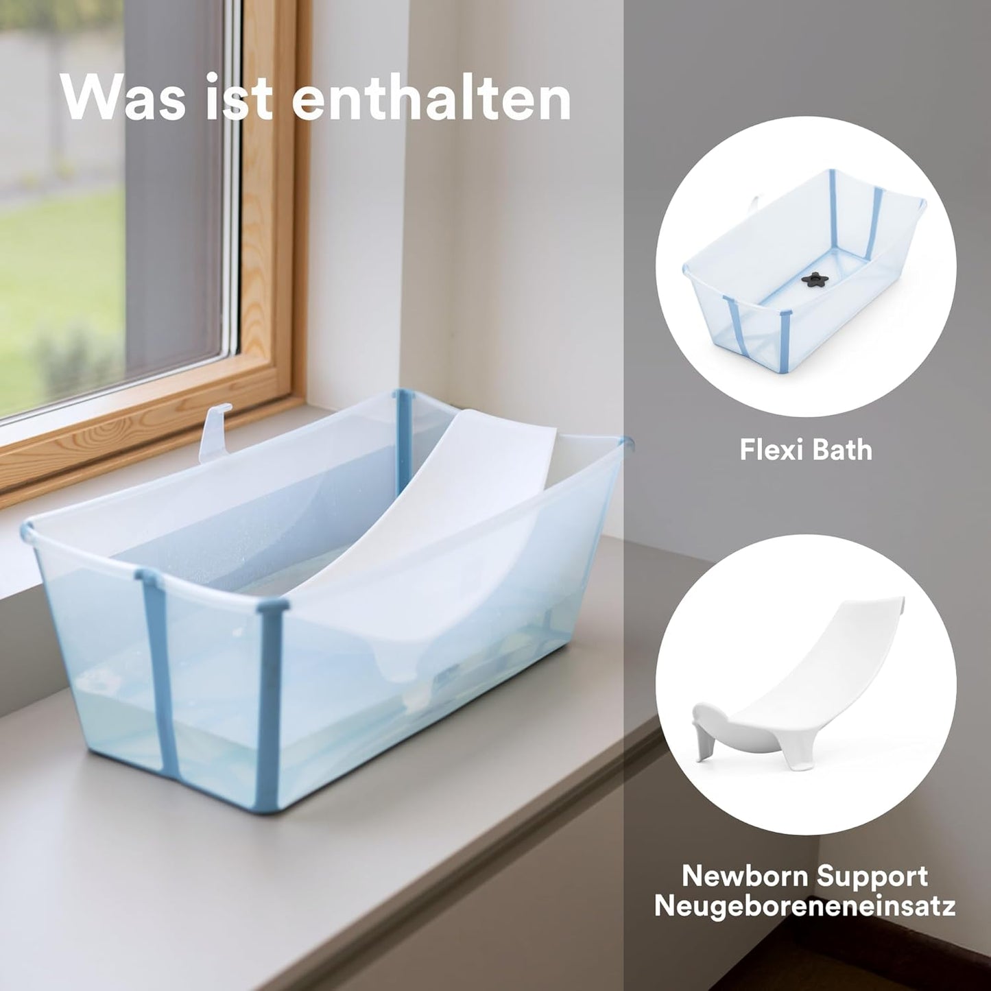 Flexi Bath mit Newborn Support (faltbar), Regular - 64 x 24 x 34 (cm) Ocean Blue