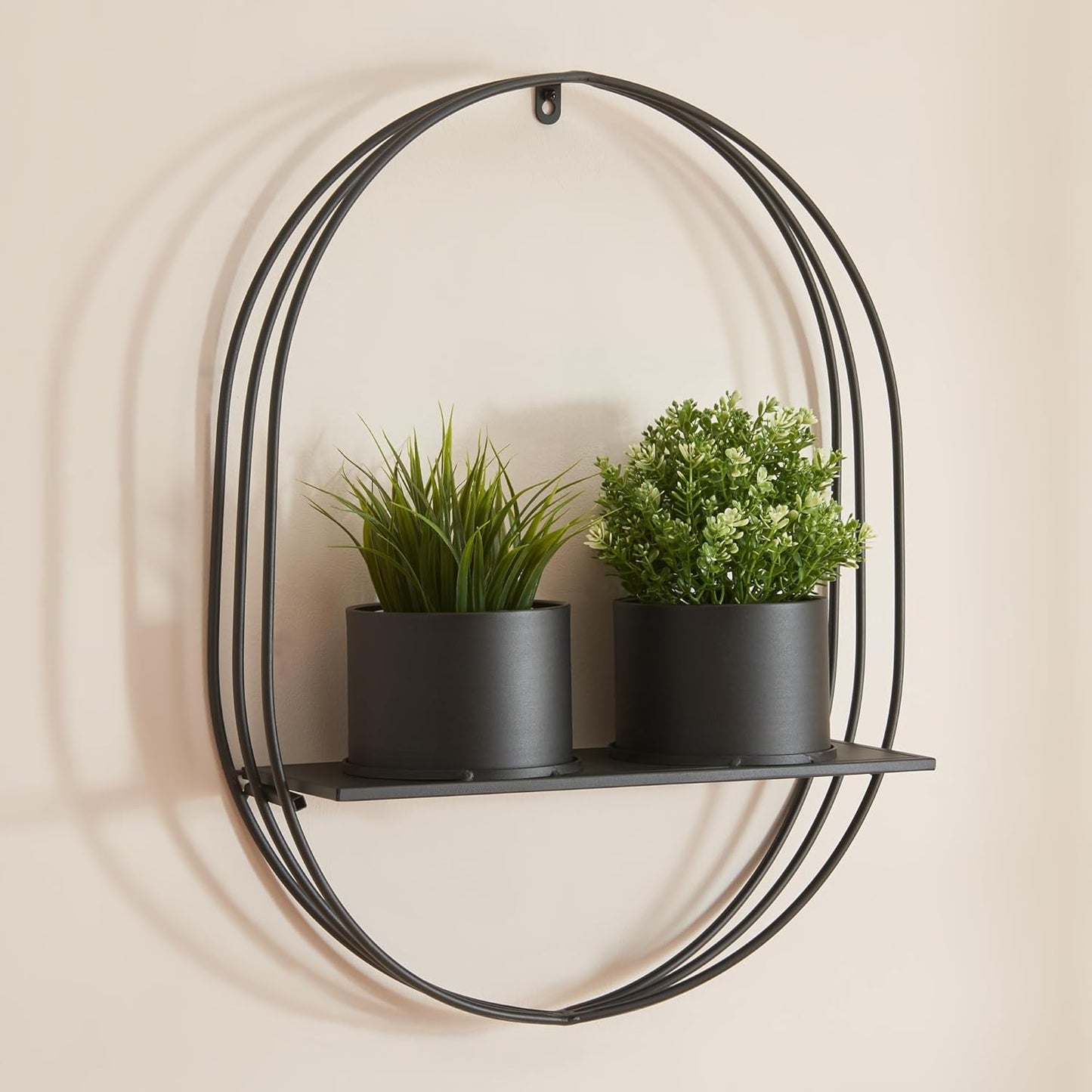 Wandregal mit Blumentopfhaltern, Schwarz 61 x 46,5 x 15 cm
