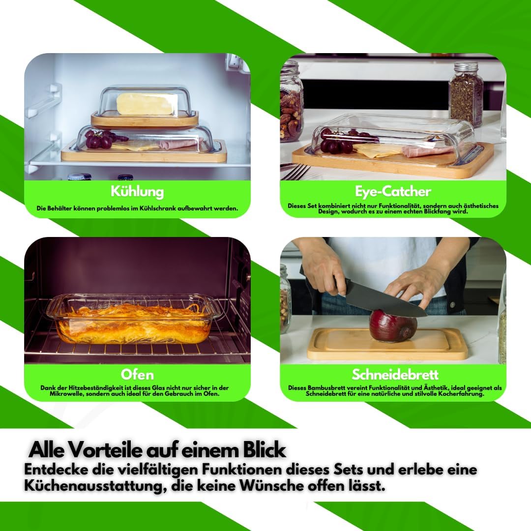 Butterdosen-Set mit Glasdeckel