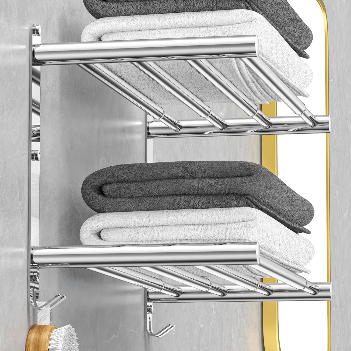 Dehnbare Handtuchstange 43-78 cm, Doppellagiger Handtuchhalter