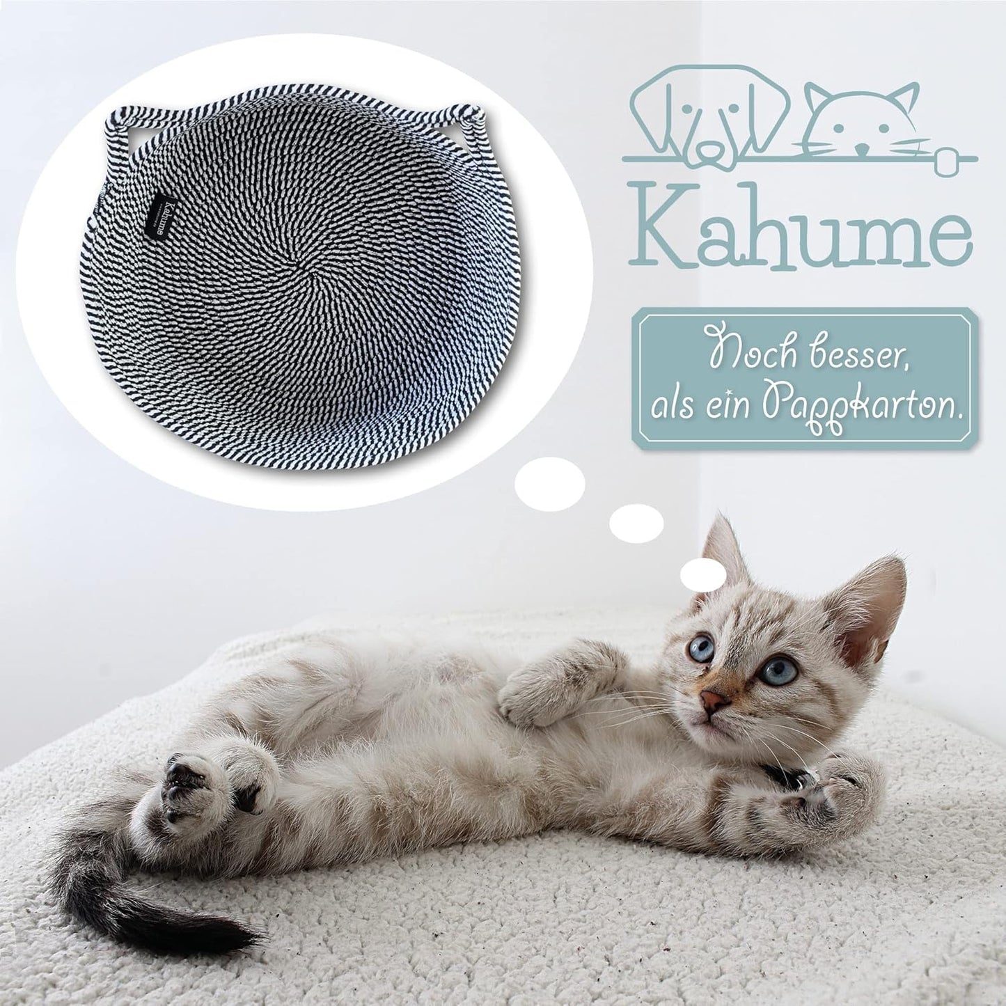 Waschbares Katzenbett aus Baumwollseilen, Schwarz-weiß
