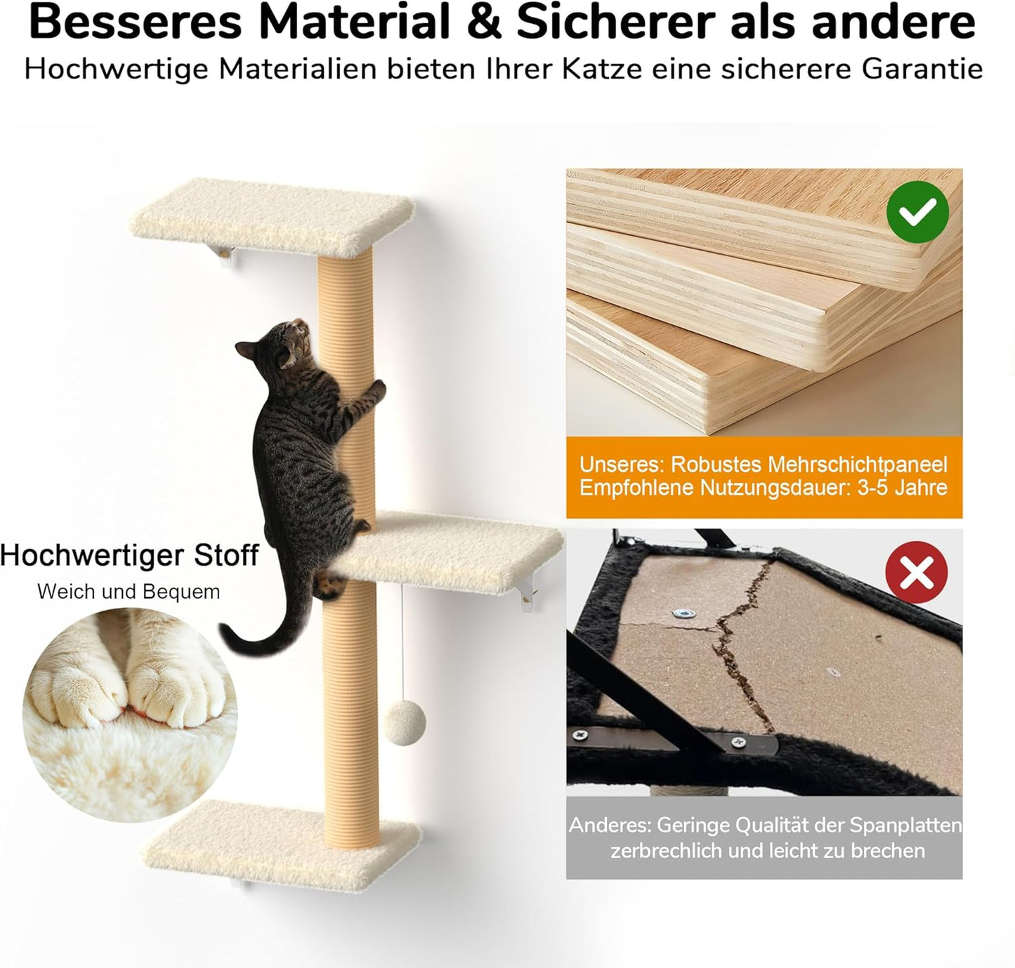 10-teiliges Kletterwand-Set mit Hängematte, Beige