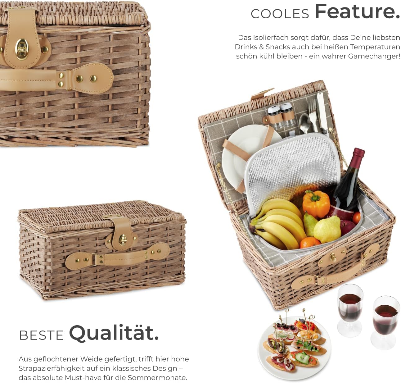 Picknickkorb Langeoog mit Kühlfach für 2 Personen, Model Langeoog